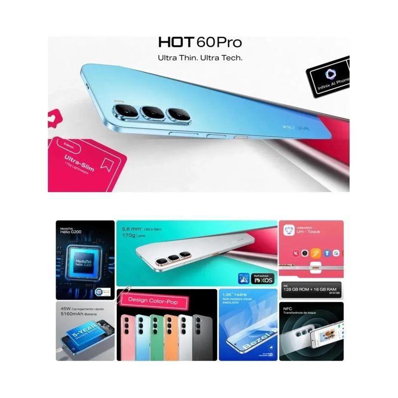 Smartphone Celular Infinix Hot 60 Pro 256GB, 8GB RAM, Dual SIM